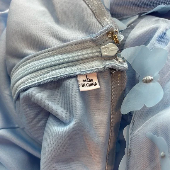 NEW, Pastel Blue Dress, Butterfly Dress, Baby Blue, Prom Dress, NWOT Size L - Picture 7 of 7
